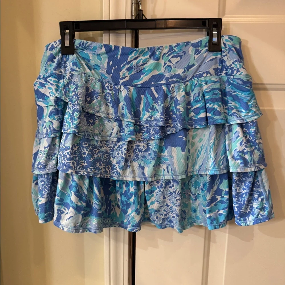 Lily‎ Pulitzer Blue Tiered Ruffle Skirt Luxletic XL